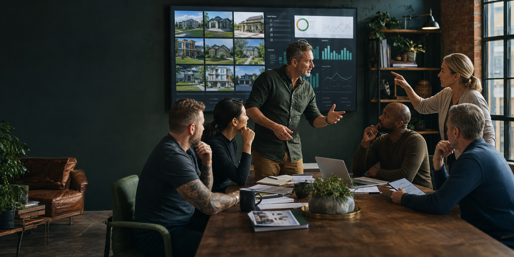 A group of experienced investors working through a real estate decision together